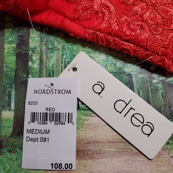 A.Drea 2 Piece Dress A-Line Floral Lace Red Size M - Picture 14 of 15